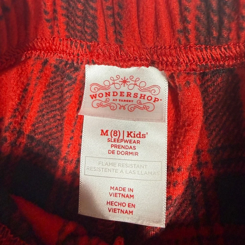 Wondershop Target Kids Red Black Buffalo Plaid Fleece Pajama Pants Size M 8